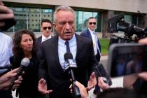 Independent presidential candidate Robert F. Kennedy Jr., speaks to the media near the Pennsylv ...