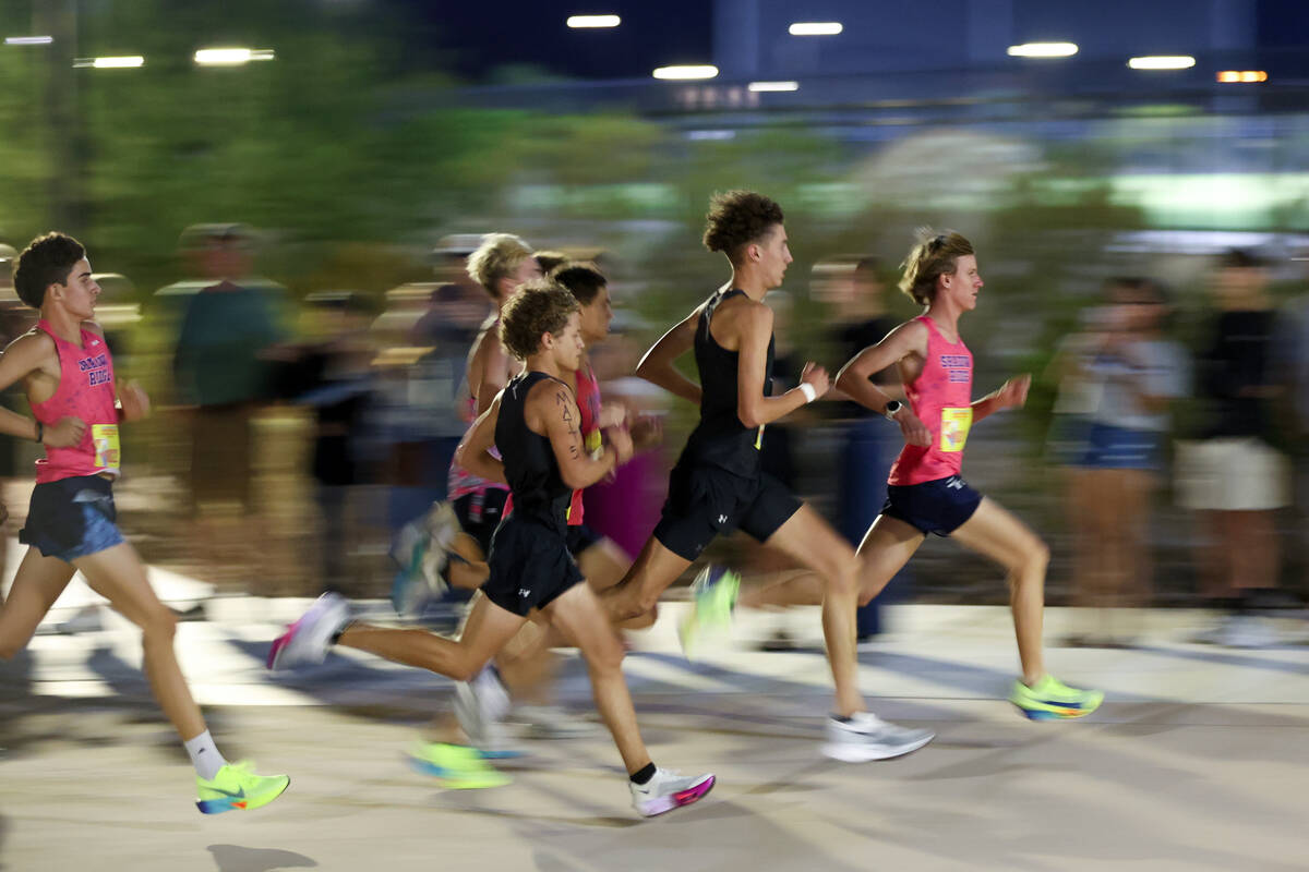 Leaders of the boys “North of Sahara” section begin the Red Rock Running Company ...