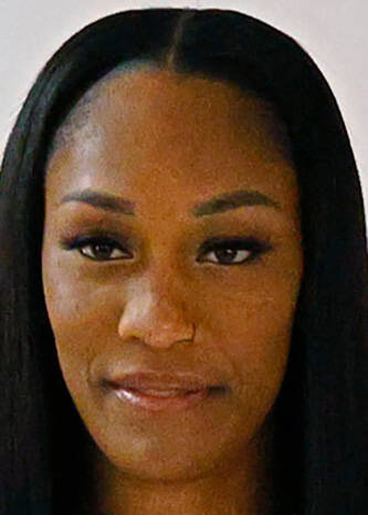 Las Vegas Aces forward A'ja Wilson poses for a photo during their media day, Monday, May 15, 20 ...