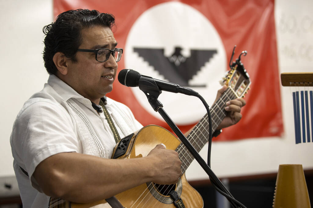 Members of Groupo Bohemio perform during the unveiling of the bust sculpture of American civil ...