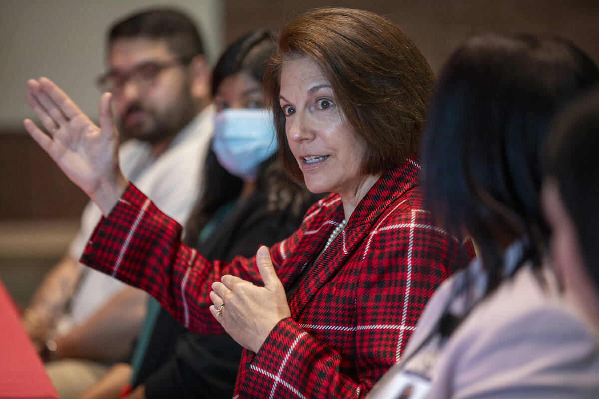 U.S. Sen. Catherine Cortez Masto, D-Nev., speaks during a roundtable discussion at UNLV/CSUN Pr ...