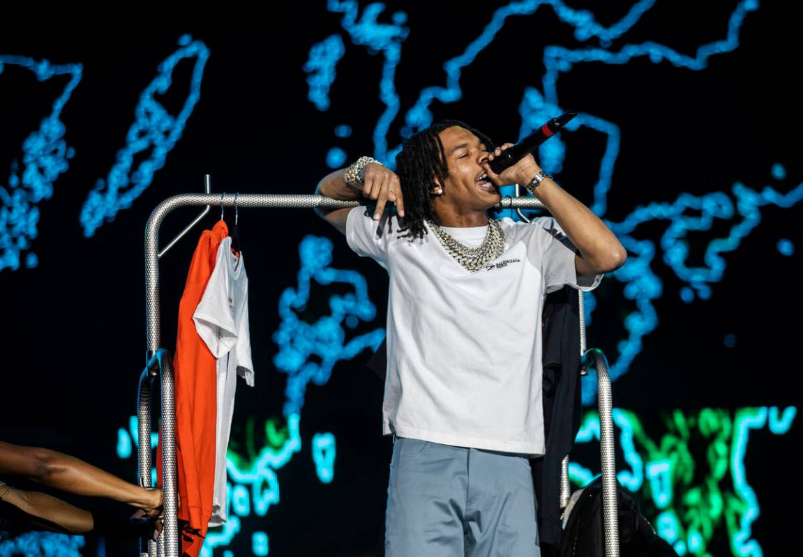 Lil Baby performs during Day N Vegas at the Las Vegas Festival Grounds on Saturday, Nov. 13, 20 ...