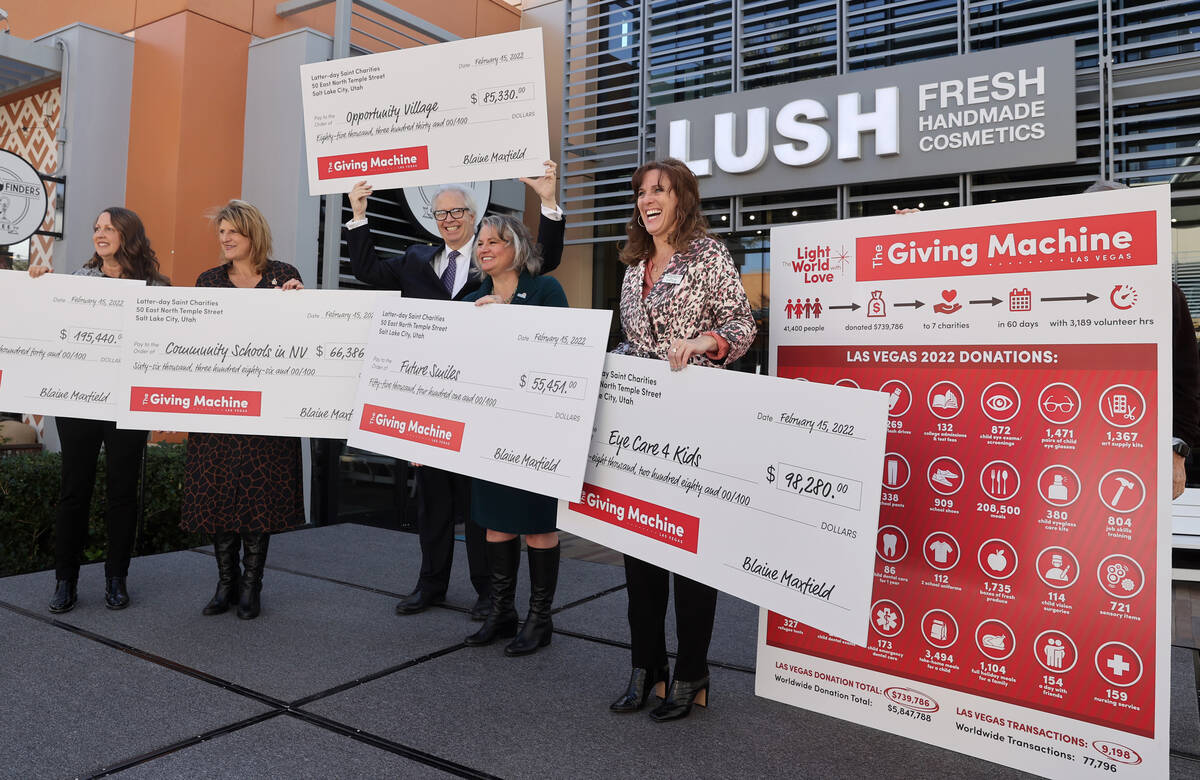 Donation recipients during a ceremony to announce results from the 2021 #LightTheWorld giving c ...