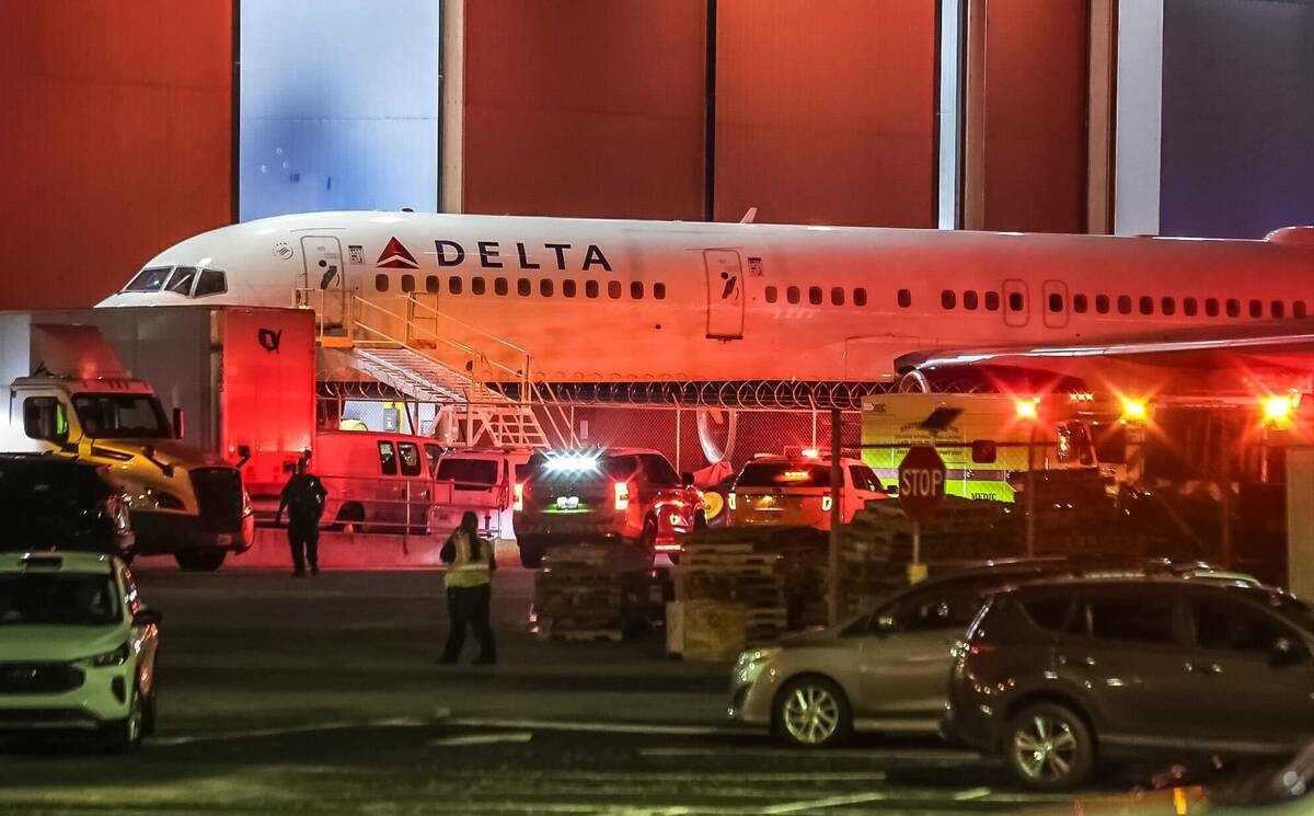 Emergency vehicles responded to the scene at a Delta facility near Hartsfield-Jackson Internati ...