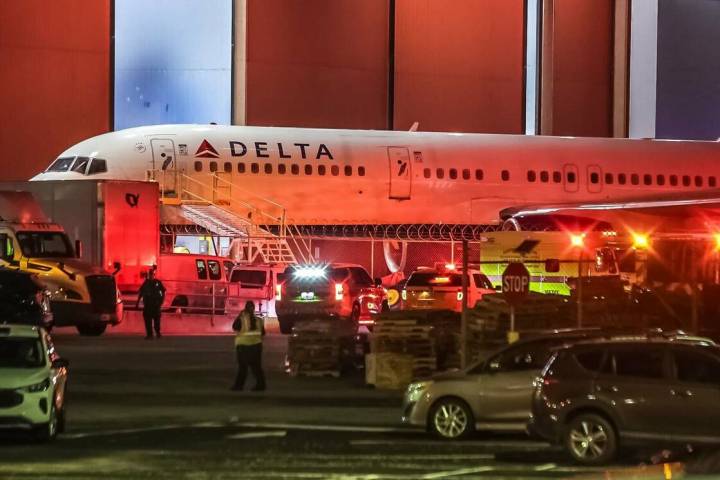 Emergency vehicles responded to the scene at a Delta facility near Hartsfield-Jackson Internati ...