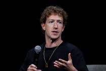 Mark Zuckerberg, chief executive officer of Meta, makes a point during an appearance at SIGGRAP ...