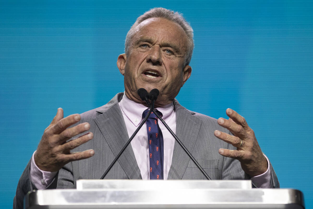 Robert F. Kennedy Jr. speaks during the Freedom Fest at the Caesars Forum Conference Center, Fr ...