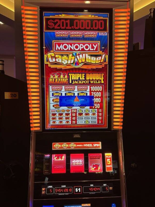 A local slots player won a $454,044 jackpot while playing Monopoly Cash Wheel on Wednesday, Aug ...