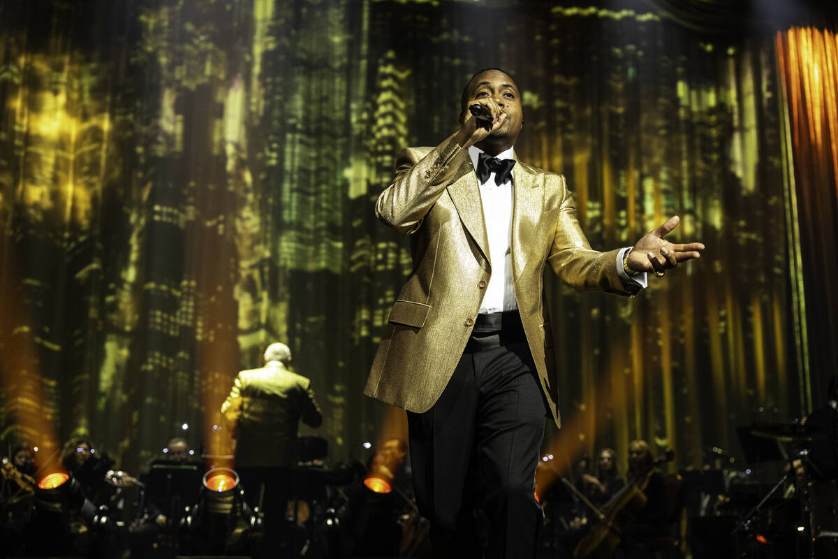 Rap icon Nas performs with the Las Vegas Philharmonic at Encore Theater on Thursday, Aug. 29, 2 ...