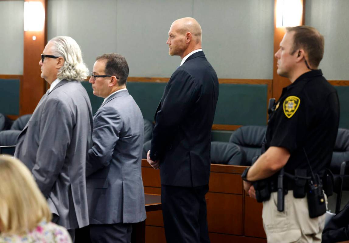 Daniel Rodimer, second right, appears in court with his attorneys David Chesnoff, left, and Ric ...