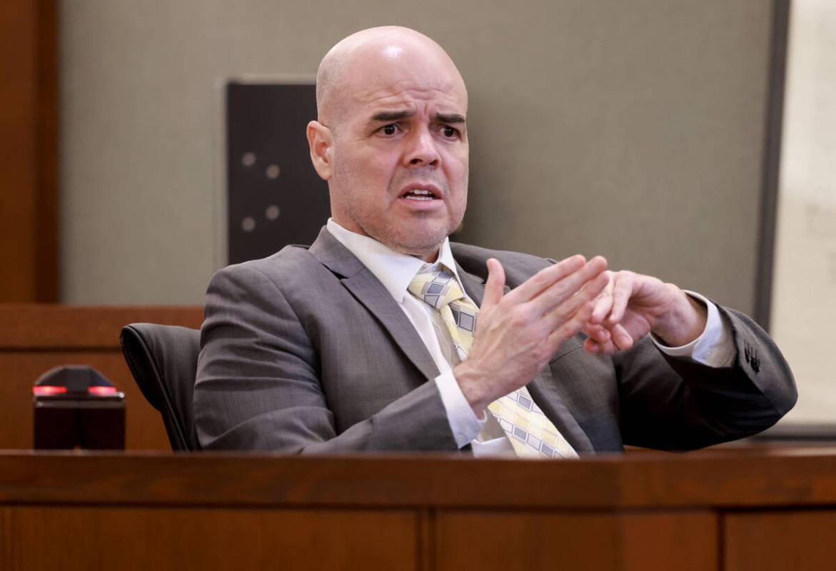 Robert Telles speaks to the jury from the witness stand on the eighth day of his murder trial a ...