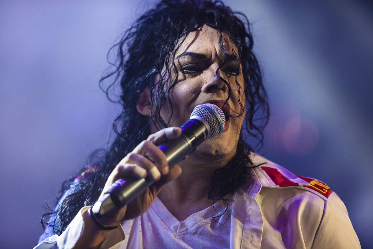 Michael Firestone, star of "MJ The Evolution," performs at Mosaic on the Strip during a show to ...