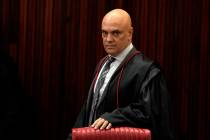 FILE - Brazilian Supreme Court Chief Justice Alexandre de Moraes arrives for a court hearing, i ...