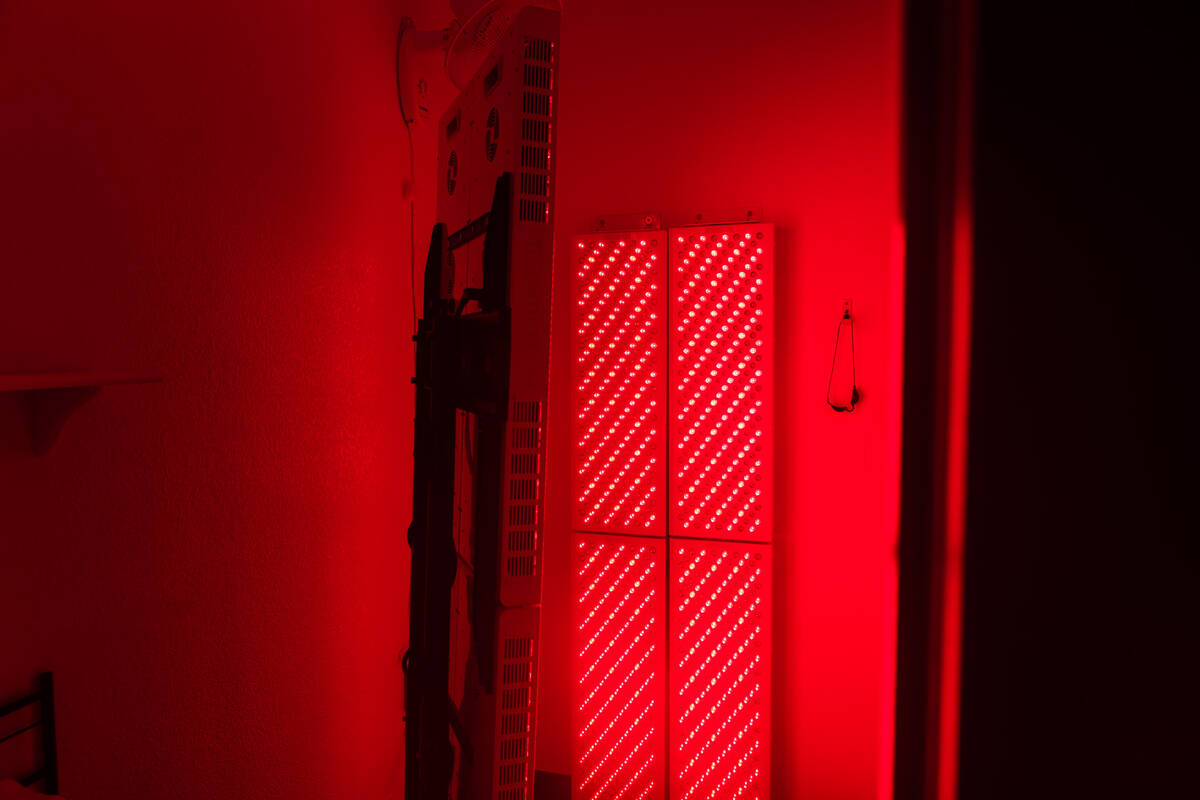 Red light panels using medical grade red light therapy at KG Recovery Lounge in Las Vegas, Tues ...