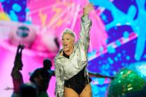 Pink performs in concert at Soldier Field on Saturday, Aug. 24, 2024, in Chicago. (Photo by Rob ...