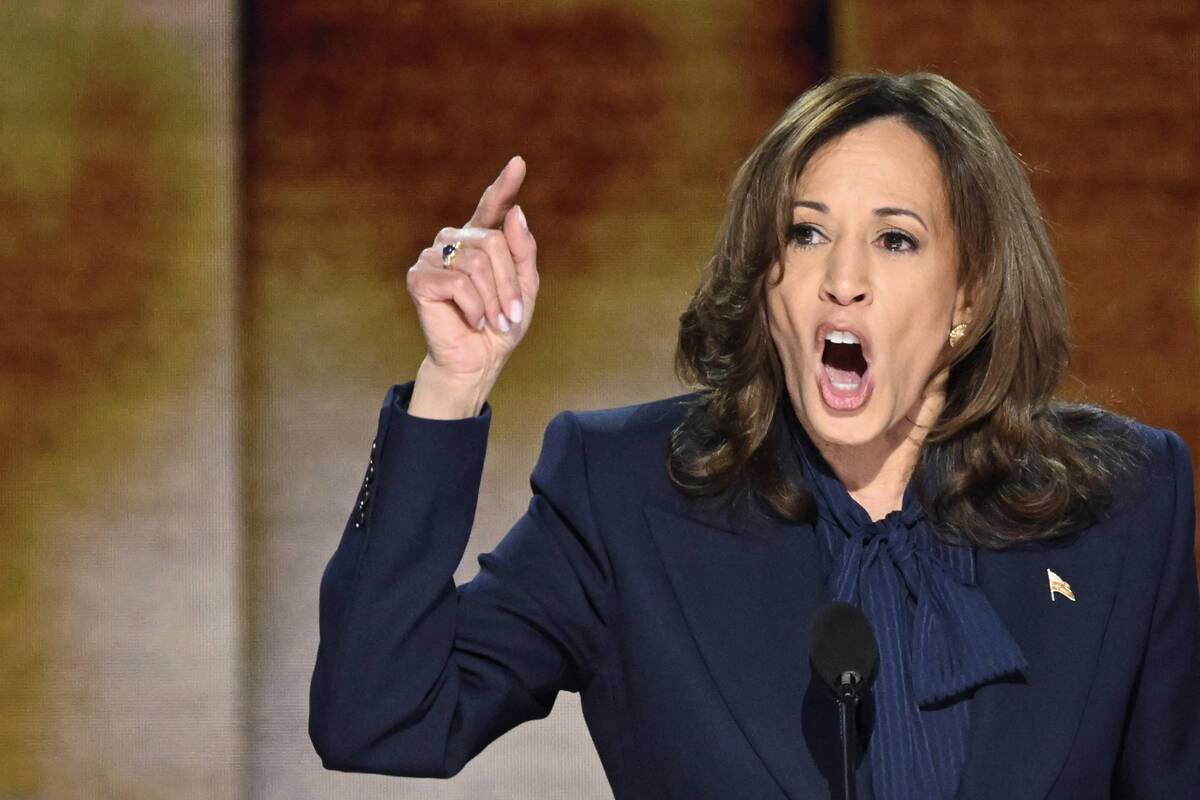 U.S. Vice President and Democratic presidential nominee Kamala Harris speaks on the fourth and ...