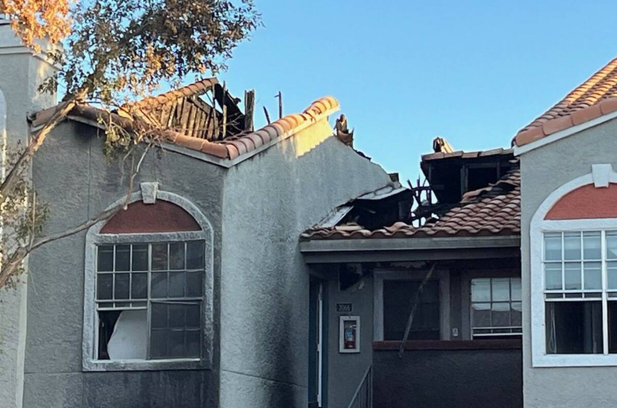 The Bella Solara Apartment complex in Las Vegas is seen after a fire on Sunday, Sept. 1, 2024. ...