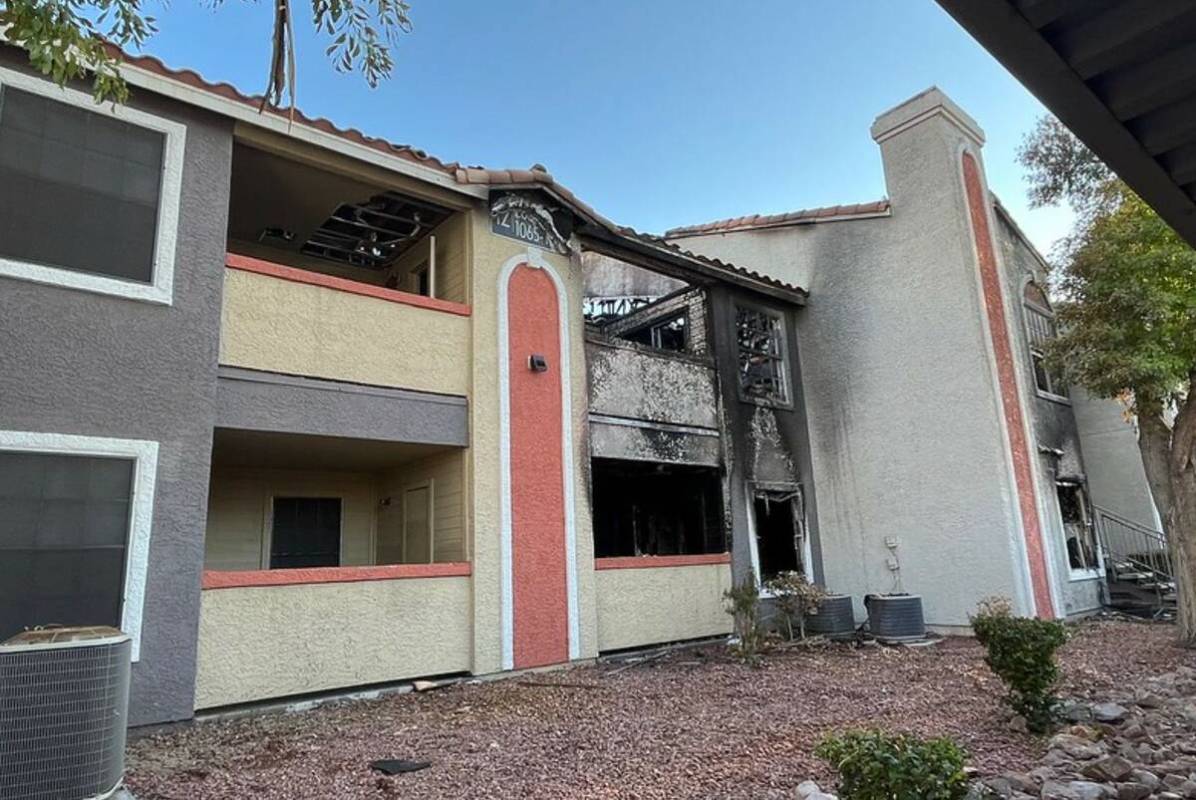 The Bella Solara Apartment complex in Las Vegas is seen after a fire on Sunday, Sept. 1, 2024. ...