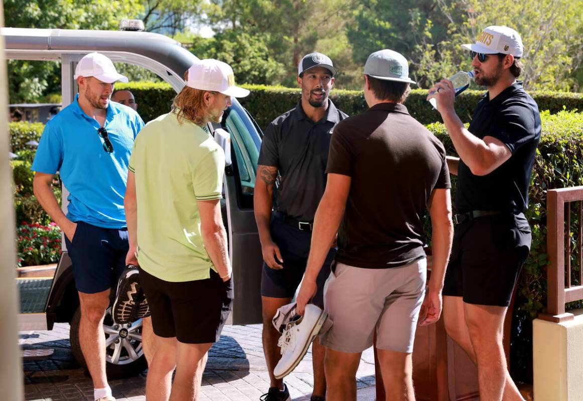 Vegas Golden Knights players mingle during the 2024 VGK Golf Classic at Wynn Golf Club on the S ...