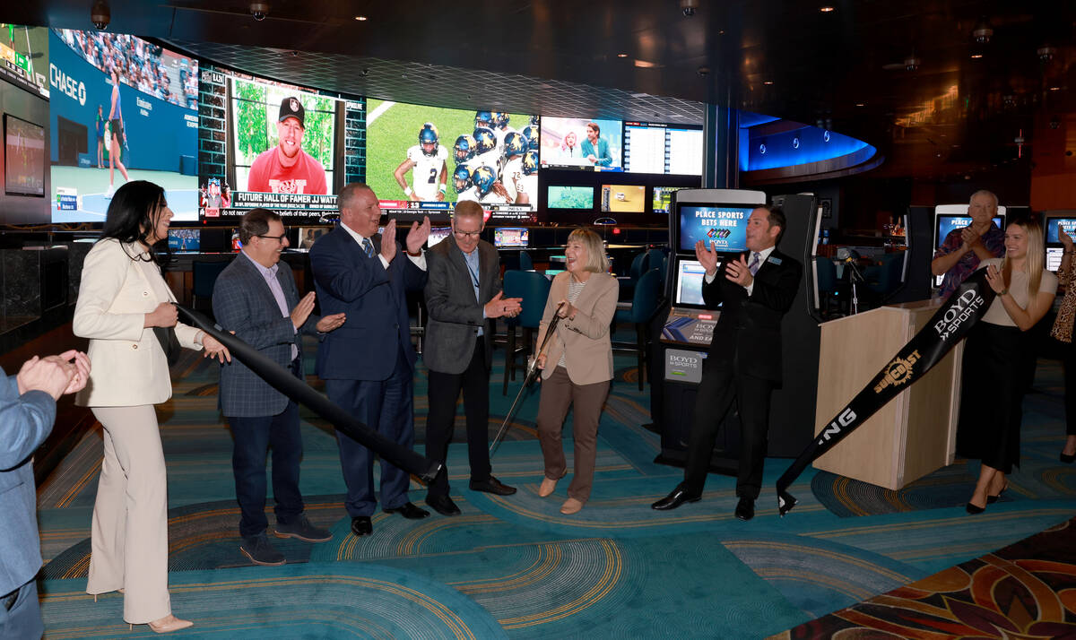 Officials cut the ribbon on the new Suncoast sportsbook in Las Vegas Wednesday, Sept. 4, 2024. ...