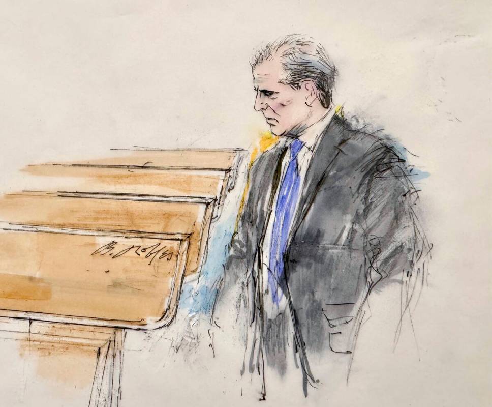 This courtroom sketch shows Hunter Biden entering a federal courtroom for jury selection for hi ...