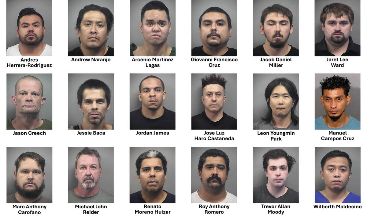 The 18 men arrested for alleged sex acts with a minor in Las Vegas and North Las Vegas on Aug. ...