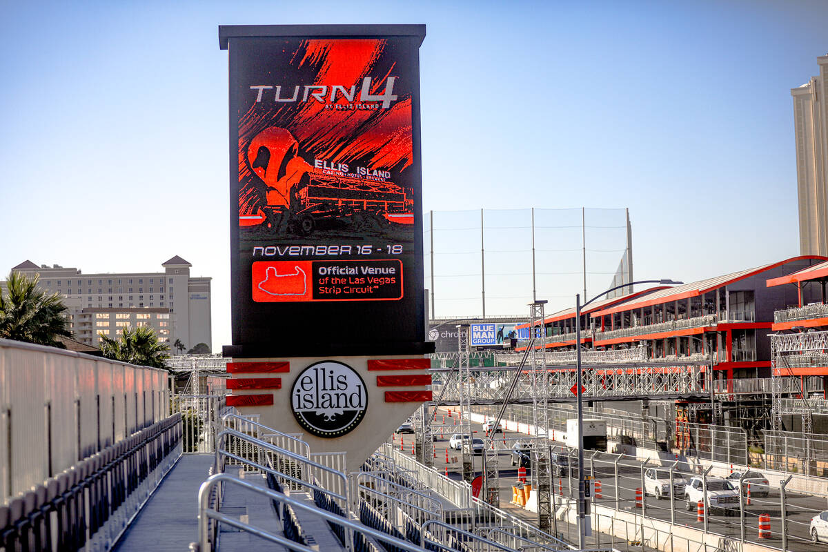 Grandstands belonging to Ellis Island Casino and Brewery with a view of the Las Vegas Formula O ...