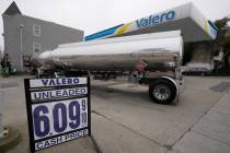 A gasoline price sign is shown at a gas station in San Francisco, Thursday, Oct. 6, 2022. (AP P ...