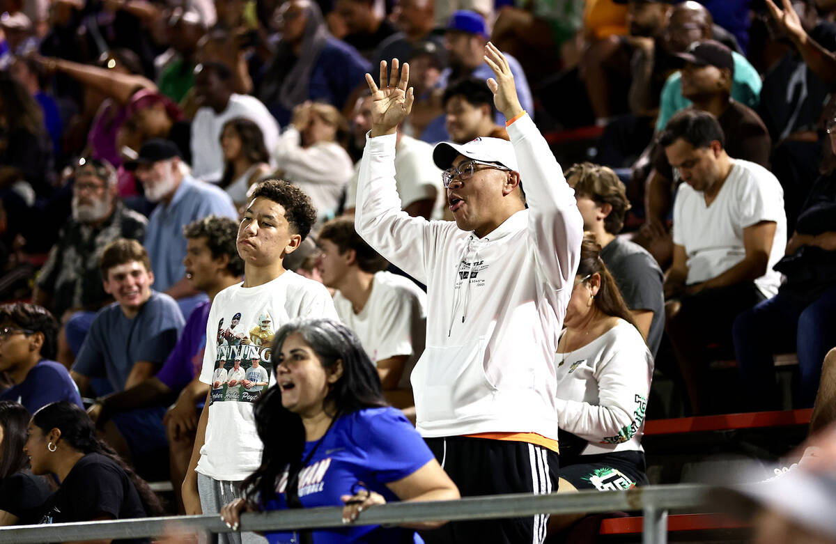 Bishop Gorman fans watch the game against Mater Dei on Friday, Sept. 6, 2024, in Santa Ana, Cal ...