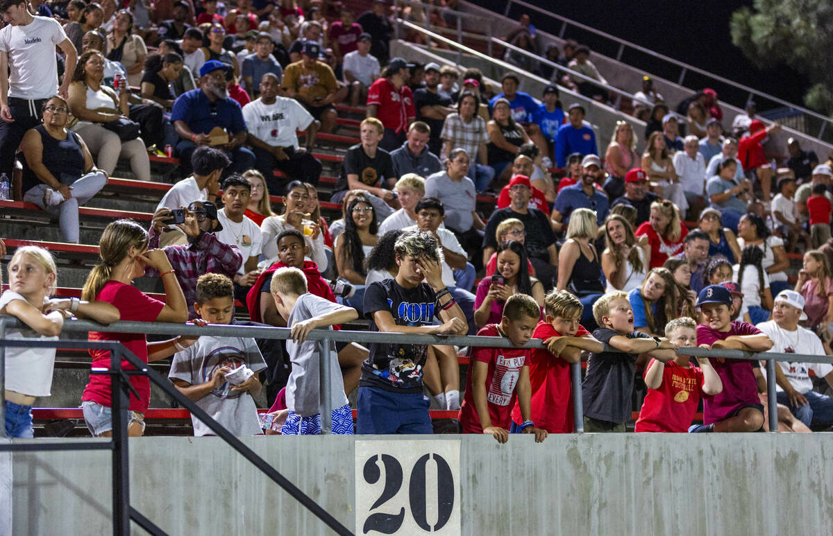 Bishop Gorman fans are dejected as Mater Dei Dom dominates during the second half of their high ...