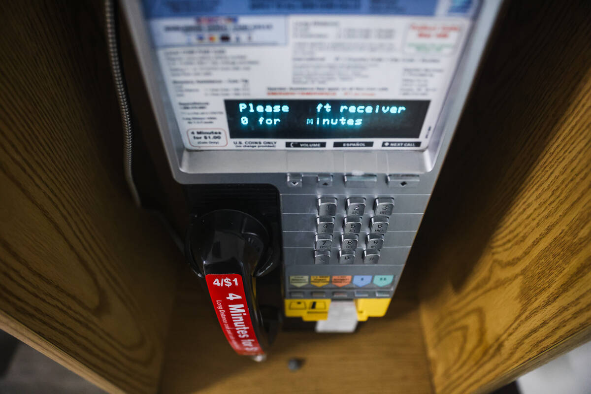 A pay phone near the emergency room at Centennial Hills Hospital in Las Vegas, Wednesday, Aug. ...