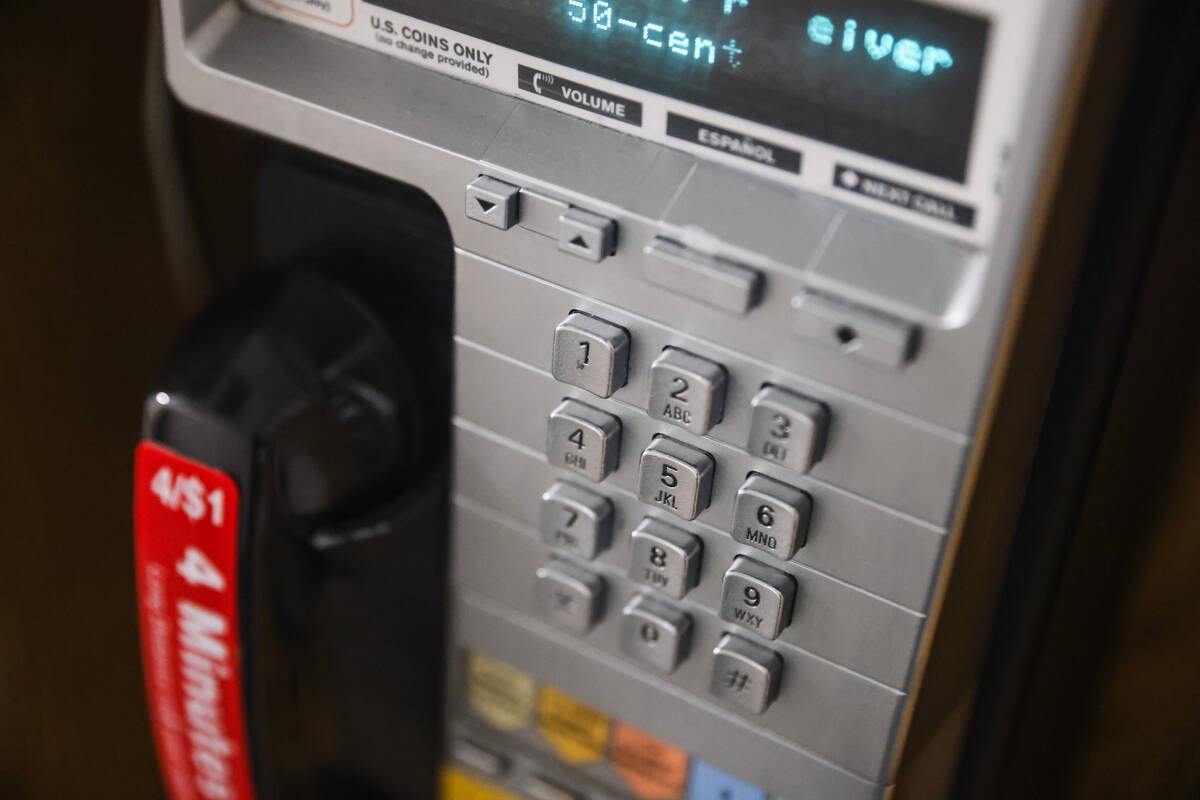 A pay phone near the emergency room at Centennial Hills Hospital in Las Vegas, Wednesday, Aug. ...