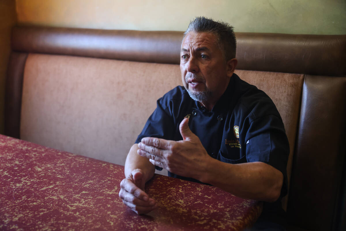 Javier Barajas, owner of the Lindo Michoacan restaurant chain, speaks with the Review-Journal a ...