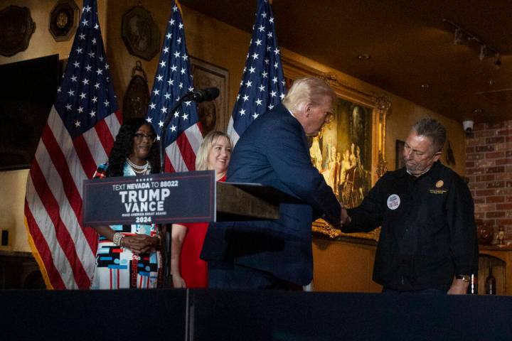 Republican presidential candidate and former President Donald Trump shakes hands with Il Toro E ...