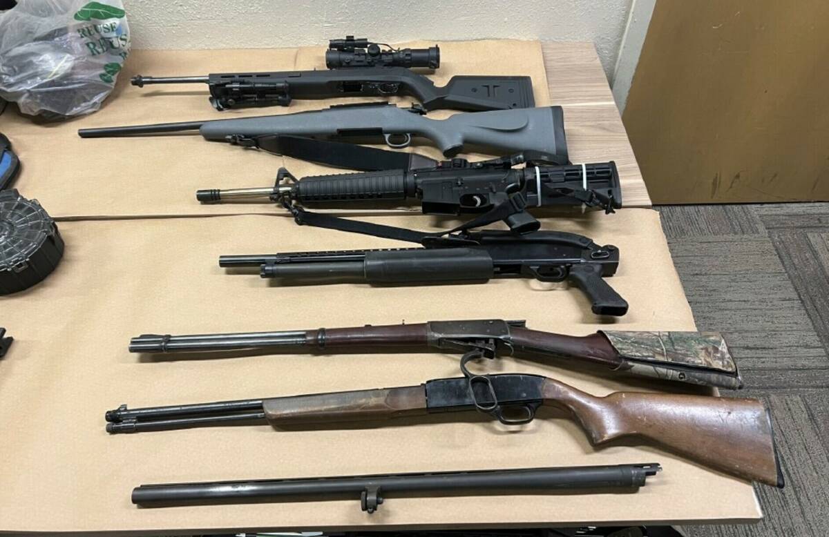 This photo shows some of the weapons confiscated from the Prunedale, Calif., home of Vicente Ar ...