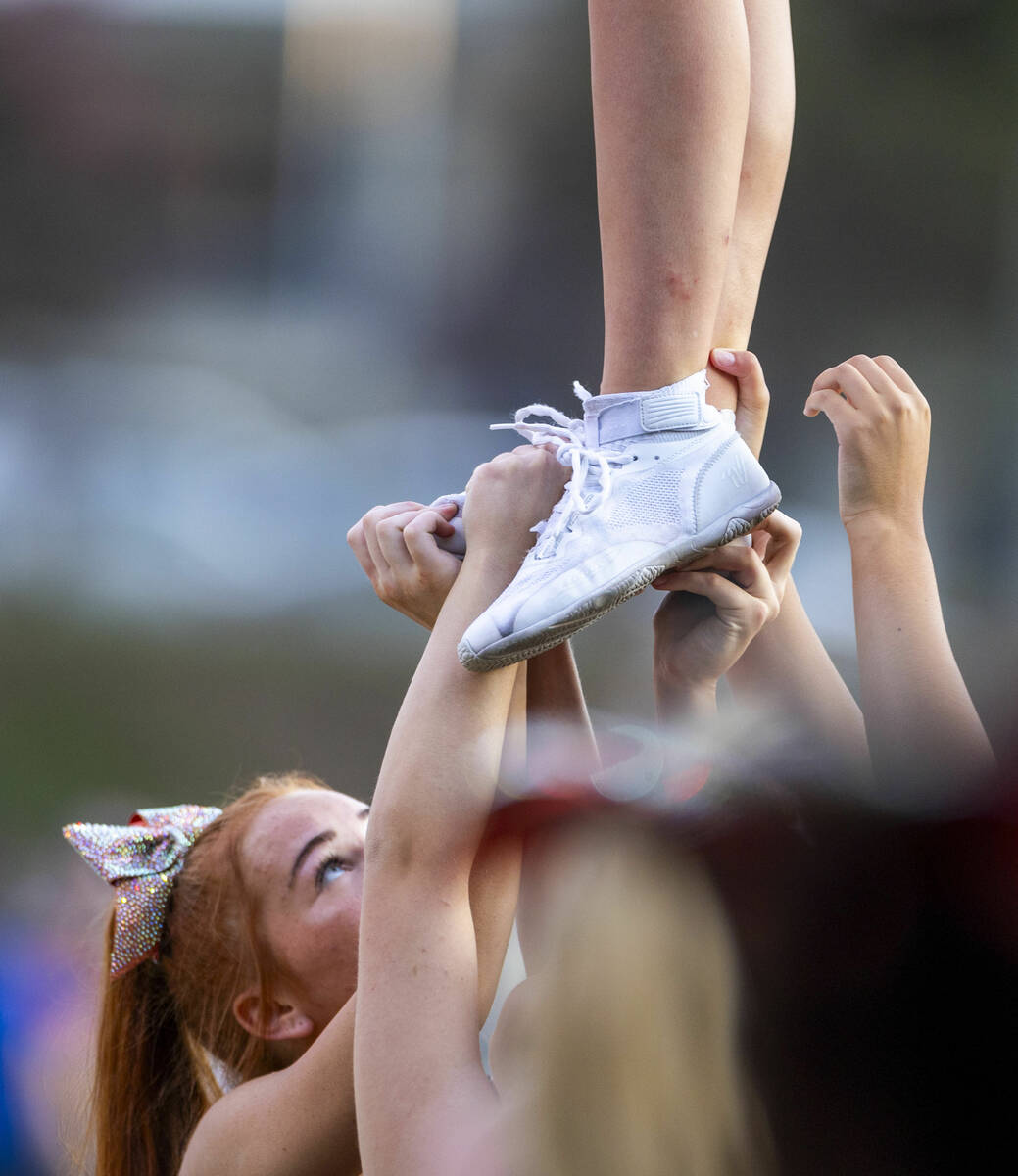 Bishop Gorman cheerleaders entertain the fans as they face Mater Dei during the first half of t ...