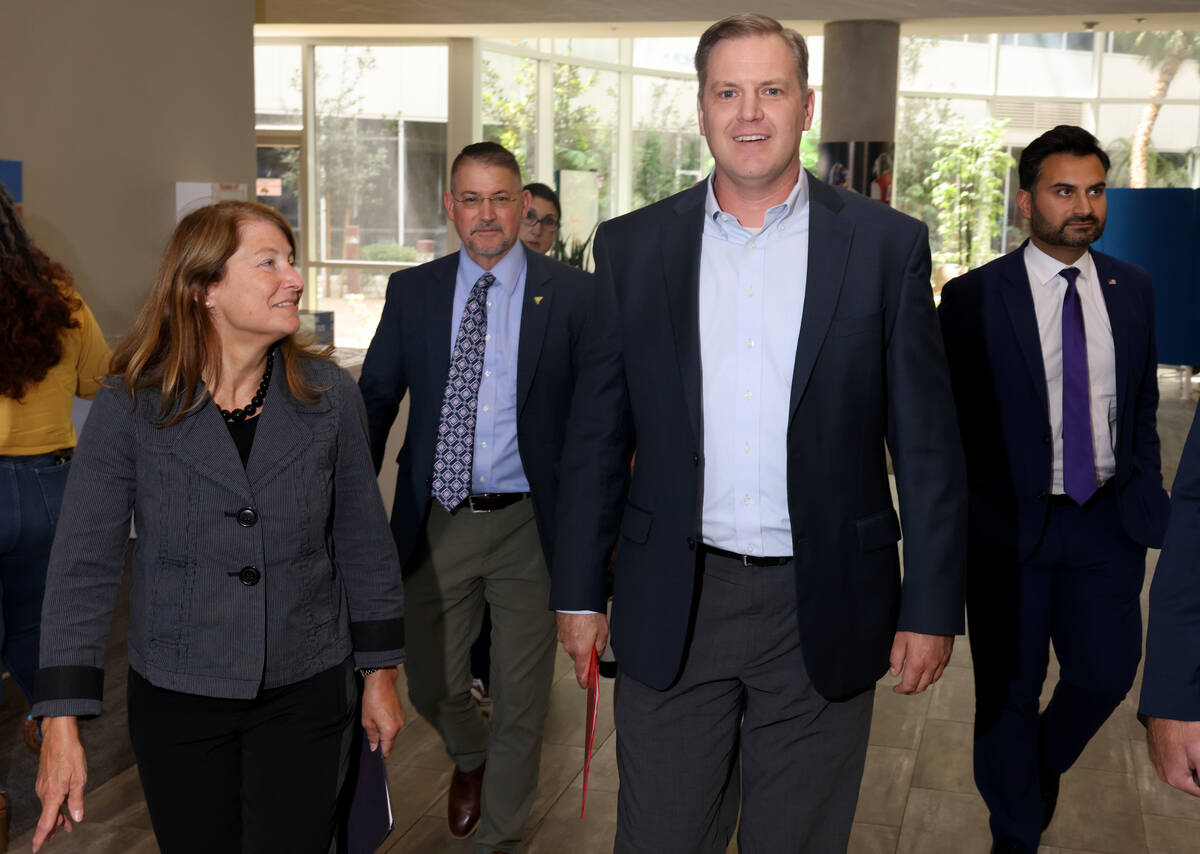 Acting Deputy Secretary of the Interior Laura Daniel-Davis, from left, BLM Nevada State Directo ...