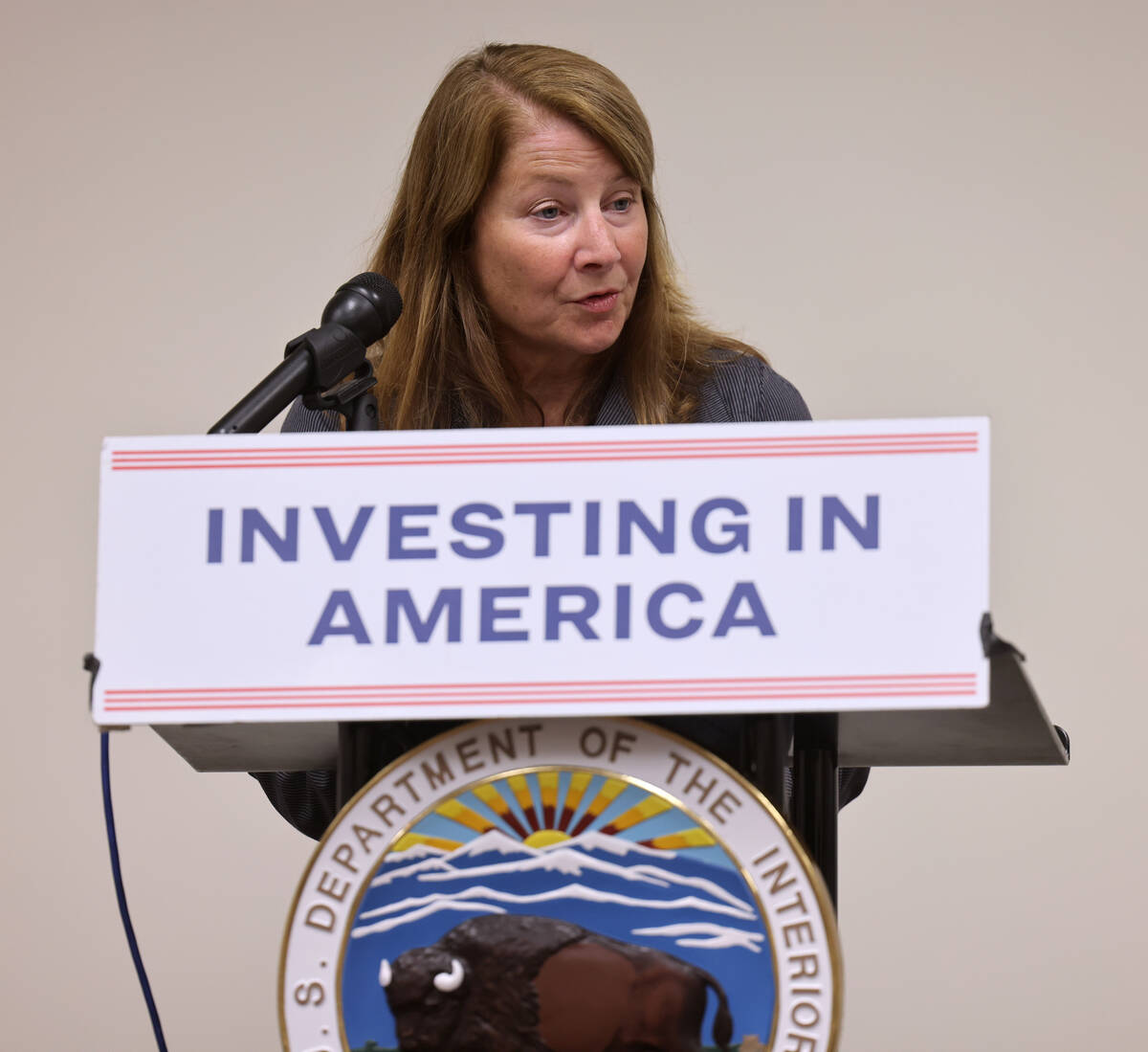 Acting Deputy Secretary of the Interior Laura Daniel-Davis talks about clean energy projects in ...