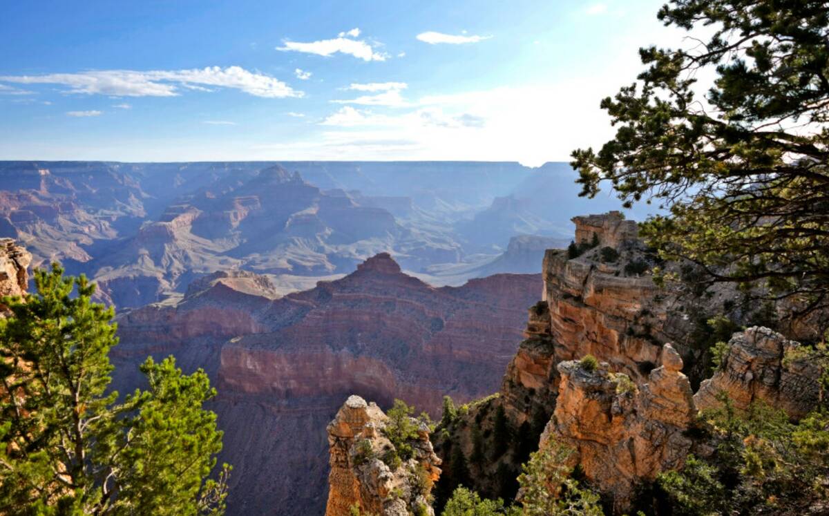 A general view from the south rim of the Grand Canyon, Thursday, Aug. 29, 2024, in Grand Canyon ...