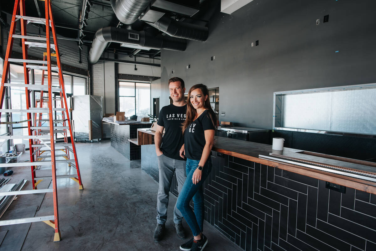 Kyle and Jamie Dolder of Las Vegas Brewing Company in the new downtown Las Vegas taproom when i ...