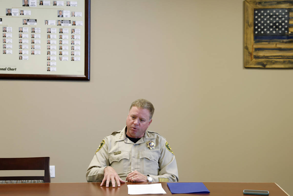 Clark County Sheriff Kevin McMahill speaks during an interview with the Review-Journal at Metro ...