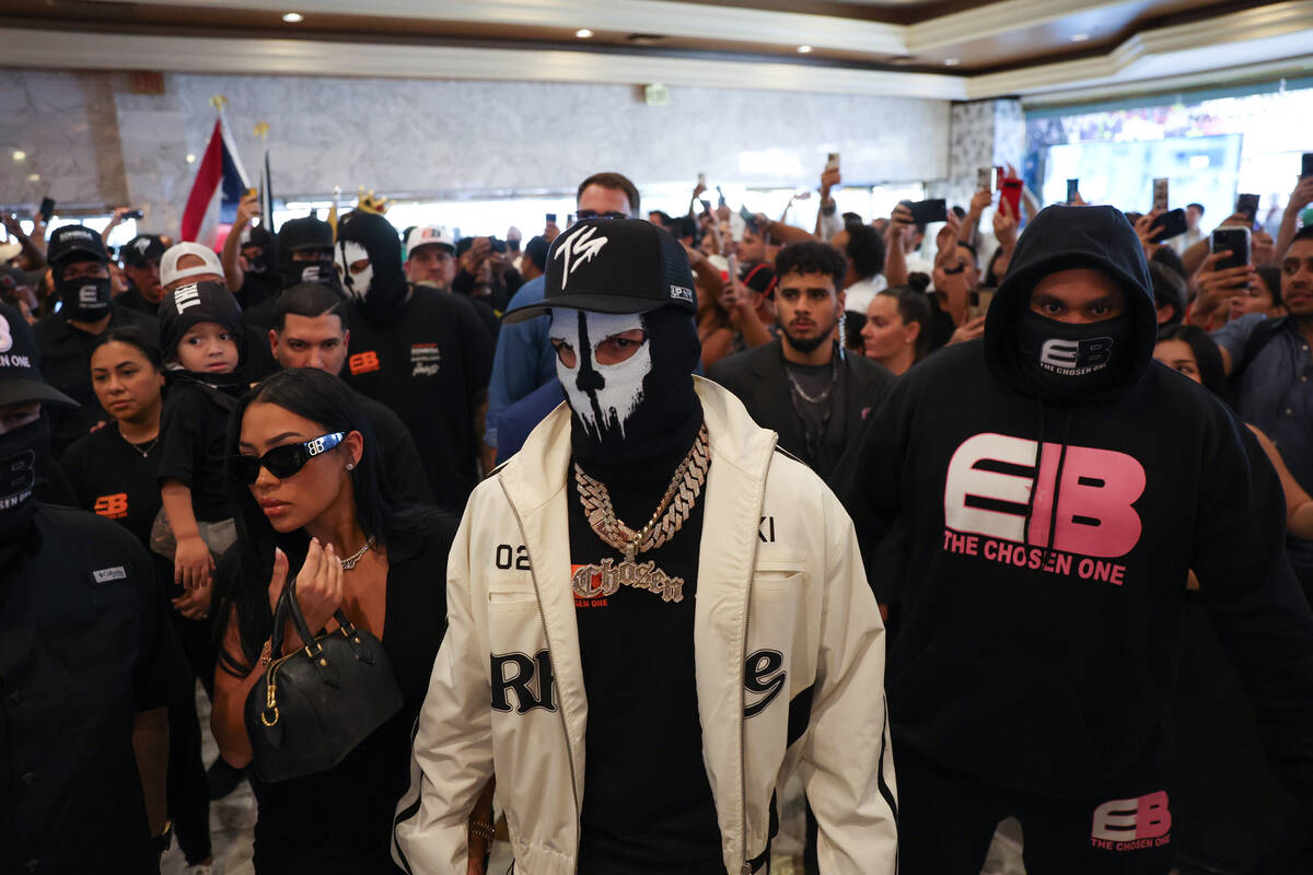 Edgar Berlanga arrives to MGM Grand ahead of his super middleweight title boxing bout against C ...