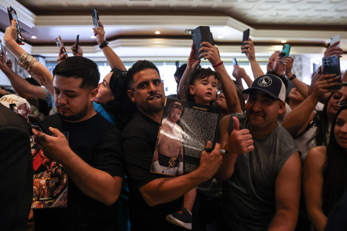 Canelo Alvarez fans anticipate the boxer’s arrival to MGM Grand ahead of his super middl ...