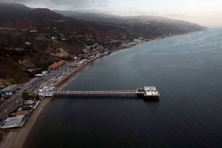 FILE - This aerial view shows the Malibu Pier in Malibu, Calif., Thursday, Aug. 31, 2023. (AP P ...