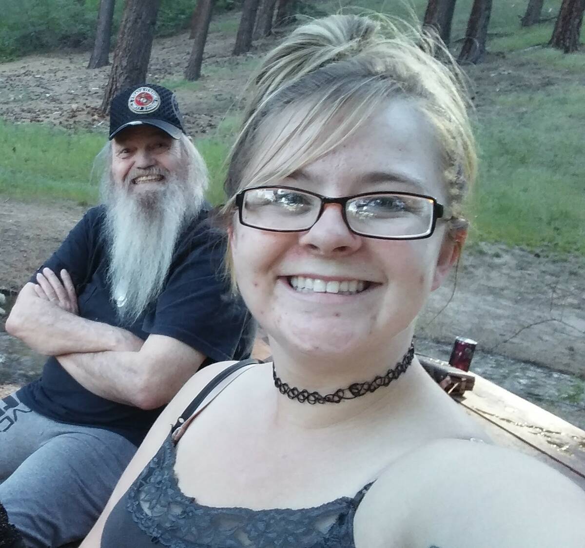 JoAnna Warthan (right) and her uncle, Bob Campbell (left), in a photo at Davis Creek, where the ...