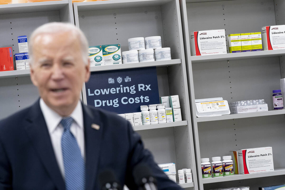 President Joe Biden speaks about prescription drug costs at the National Institutes of Health i ...