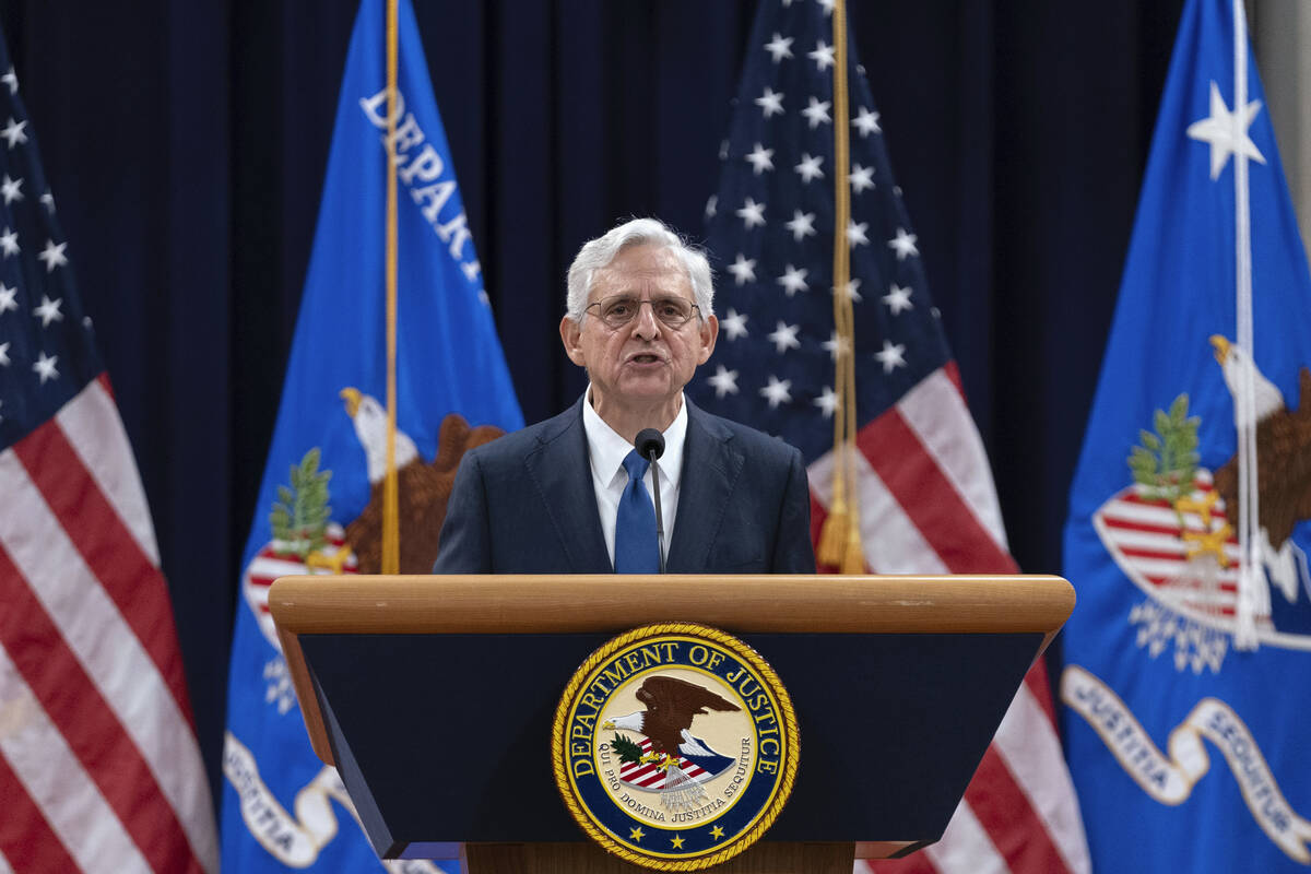 Attorney General Merrick Garland speaks to the U.S. Attorneys who have gathered for their annua ...