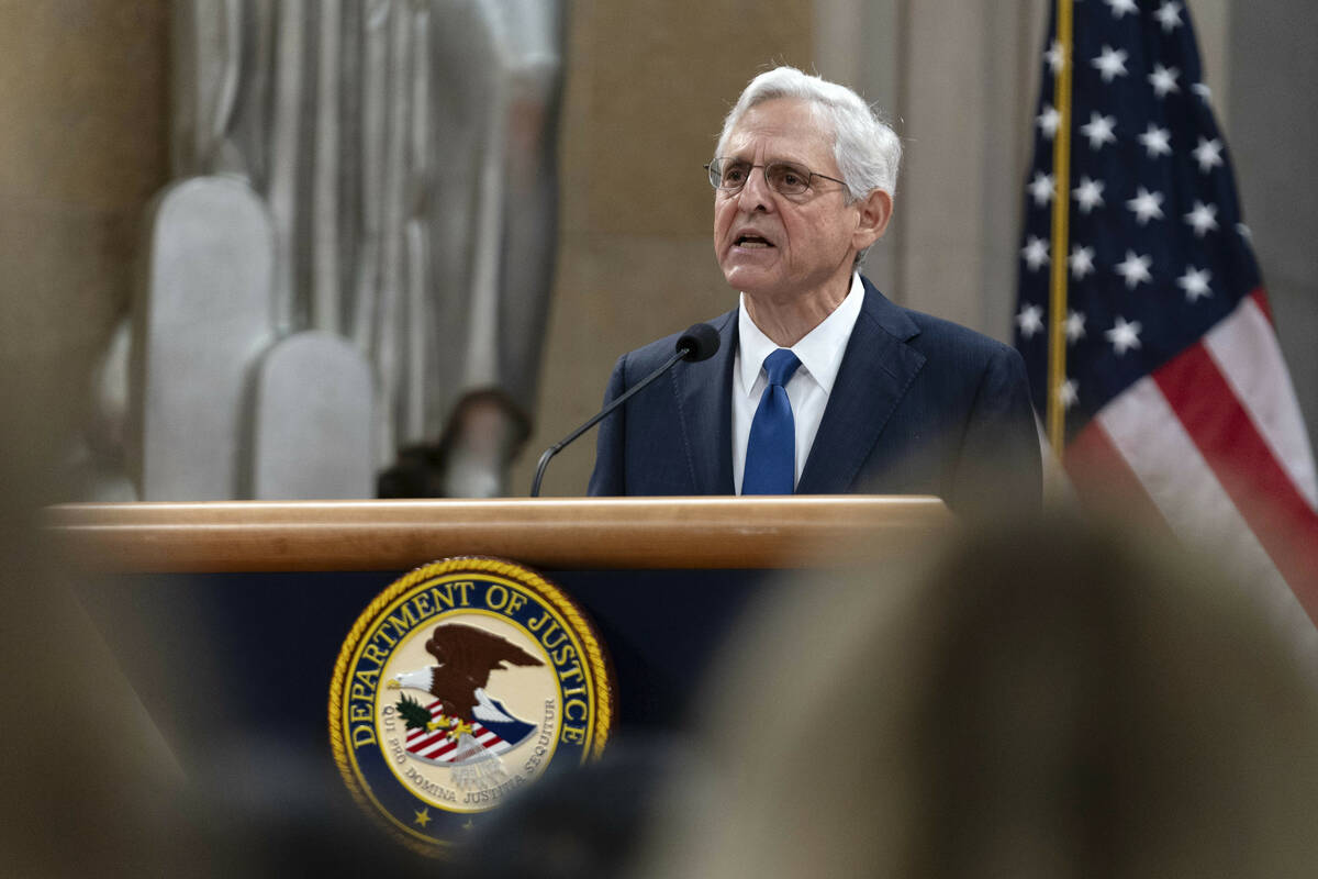 Attorney General Merrick Garland speaks to the U.S. Attorneys who have gathered for their annua ...