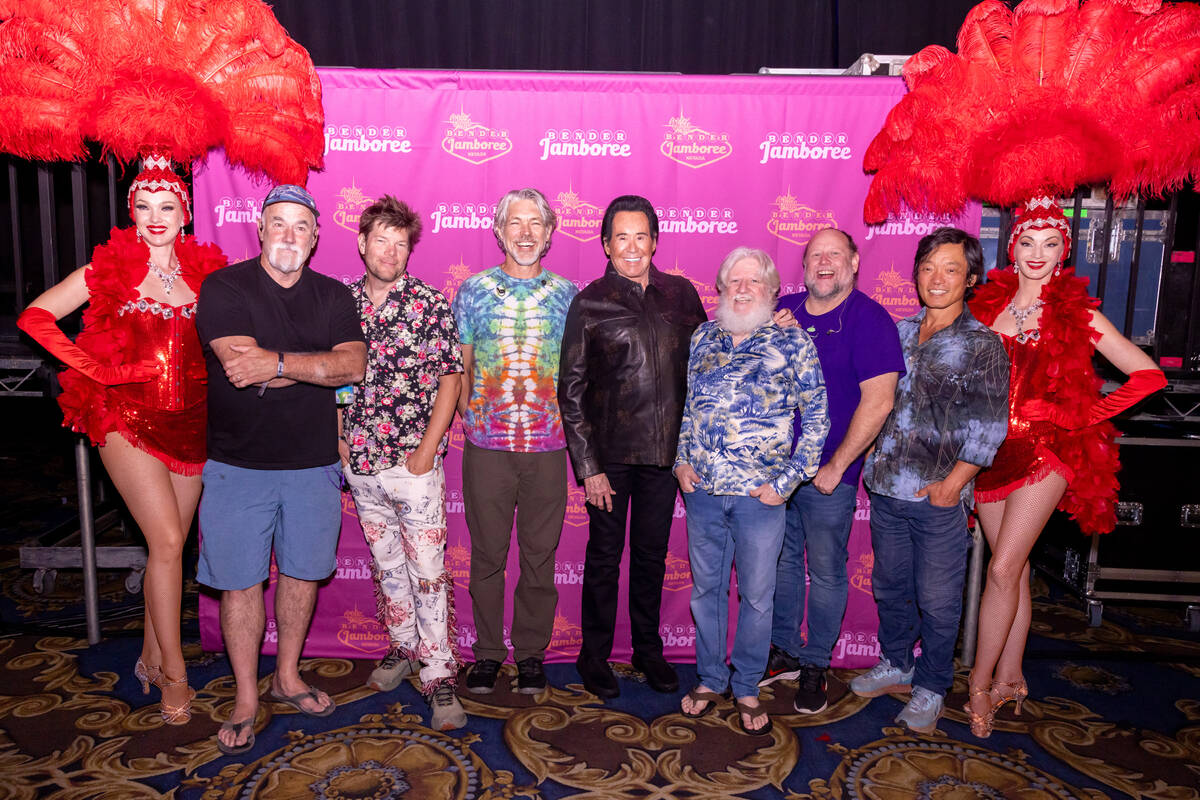 Wayne Newton is shown with The String Cheese Incident at the Bender Jamboree music festival at ...