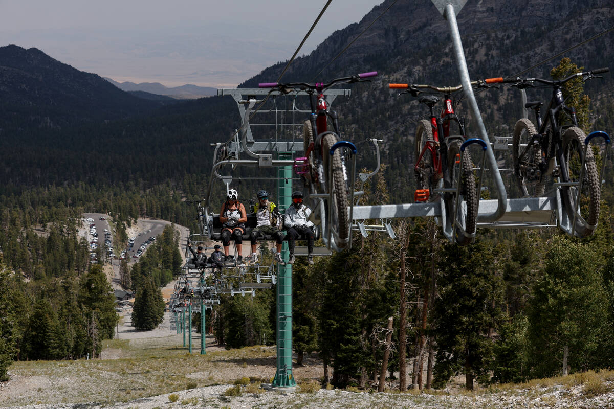 A chair lift built for mountain biking carries athletes up to the top of the trails at Lee Cany ...